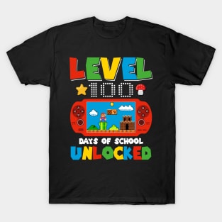 Level 100 Days Of School Unlocked Gamer Video Games Boys T-Shirt